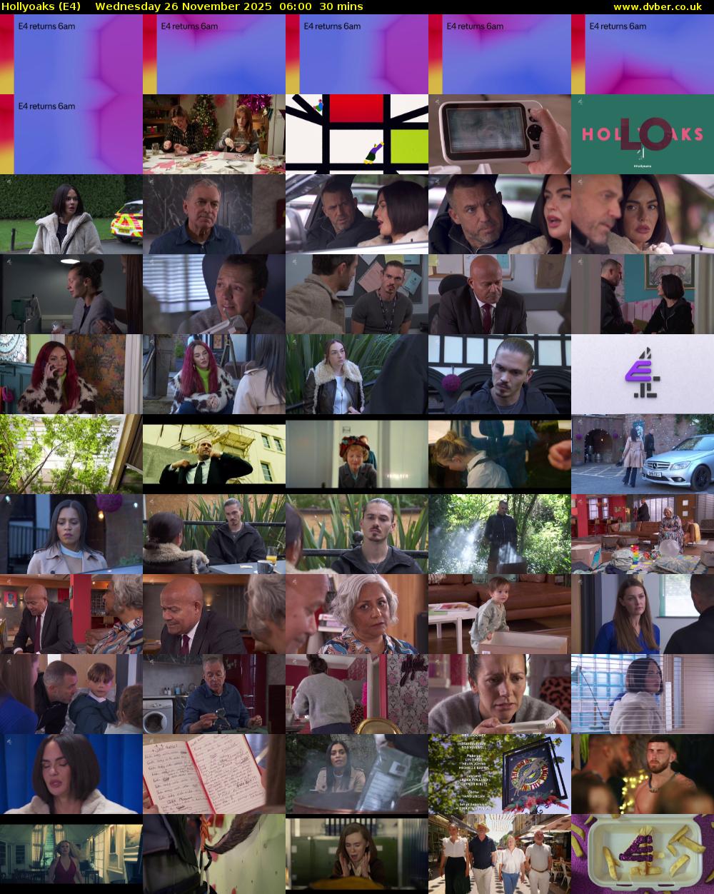 Hollyoaks (E4) Wednesday 26 November 2025 06:00 - 06:30