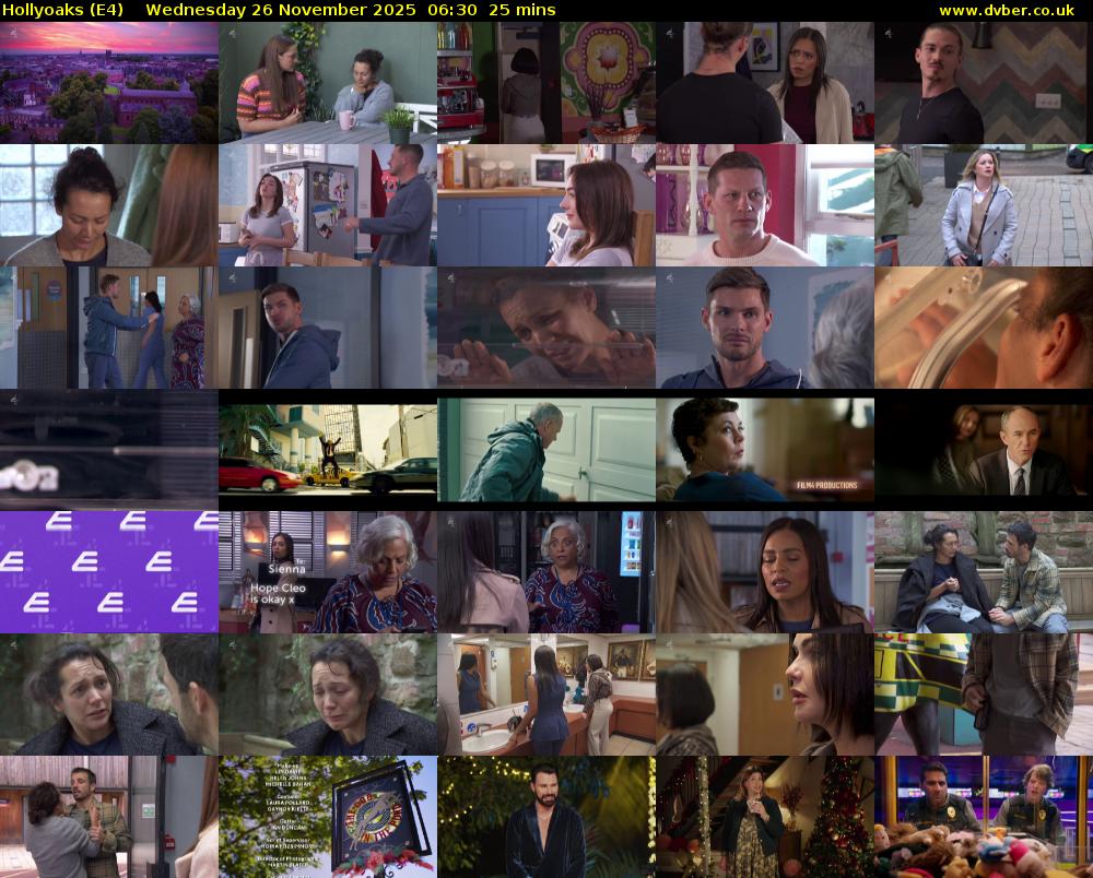 Hollyoaks (E4) Wednesday 26 November 2025 06:30 - 06:55