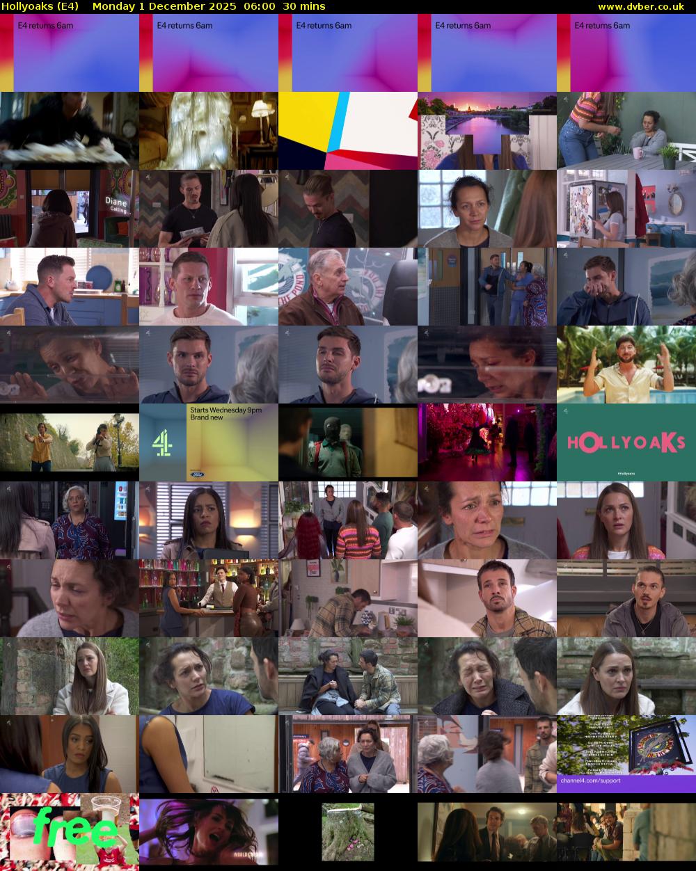 Hollyoaks (E4) Monday 1 December 2025 06:00 - 06:30