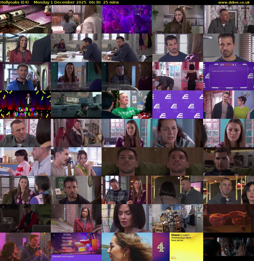 Hollyoaks (E4) Monday 1 December 2025 06:30 - 06:55