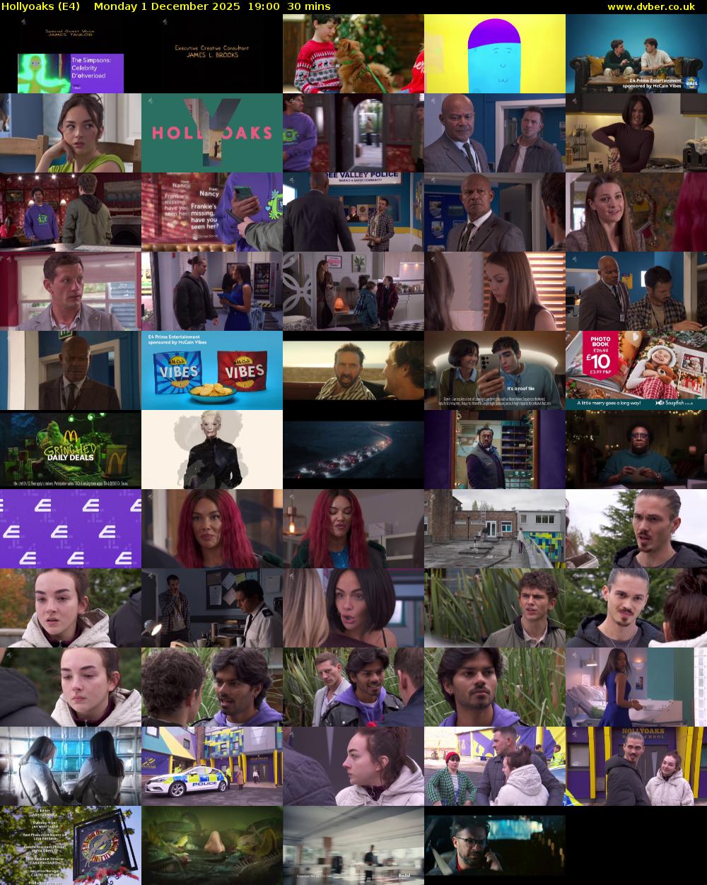 Hollyoaks (E4) Monday 1 December 2025 19:00 - 19:30
