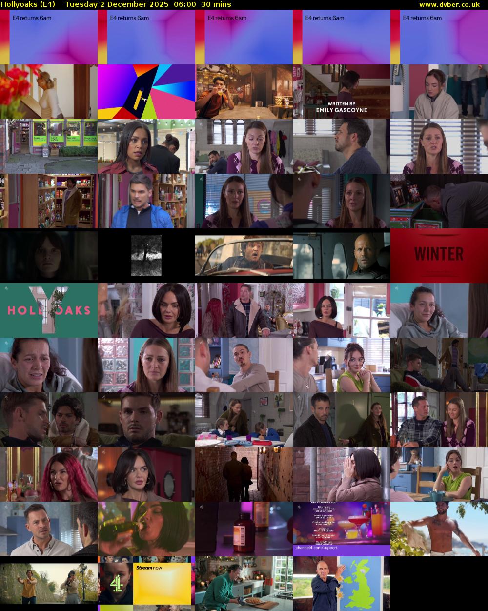 Hollyoaks (E4) Tuesday 2 December 2025 06:00 - 06:30