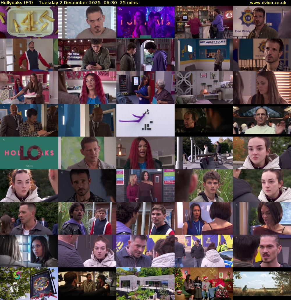 Hollyoaks (E4) Tuesday 2 December 2025 06:30 - 06:55