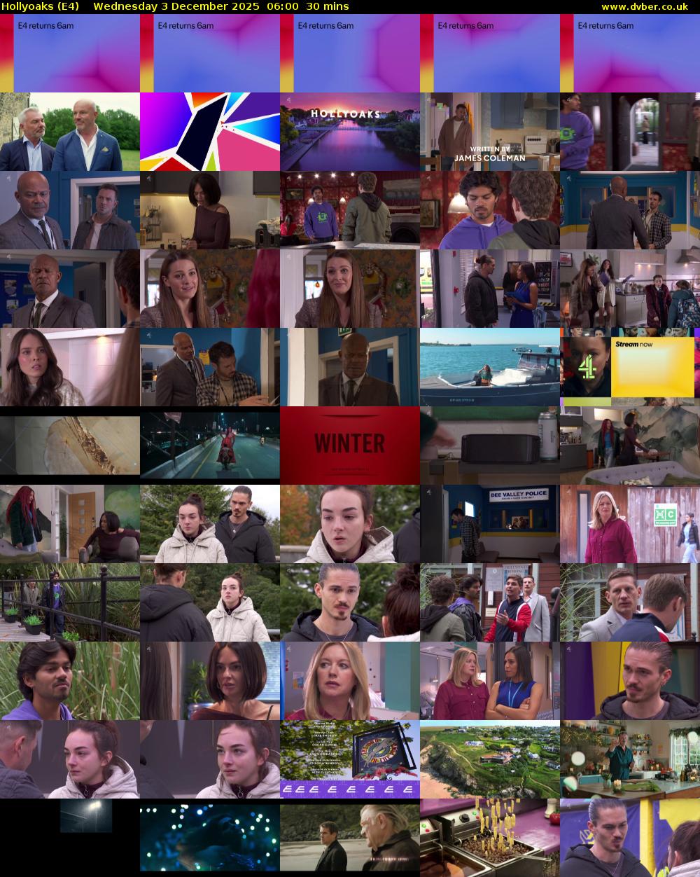 Hollyoaks (E4) Wednesday 3 December 2025 06:00 - 06:30