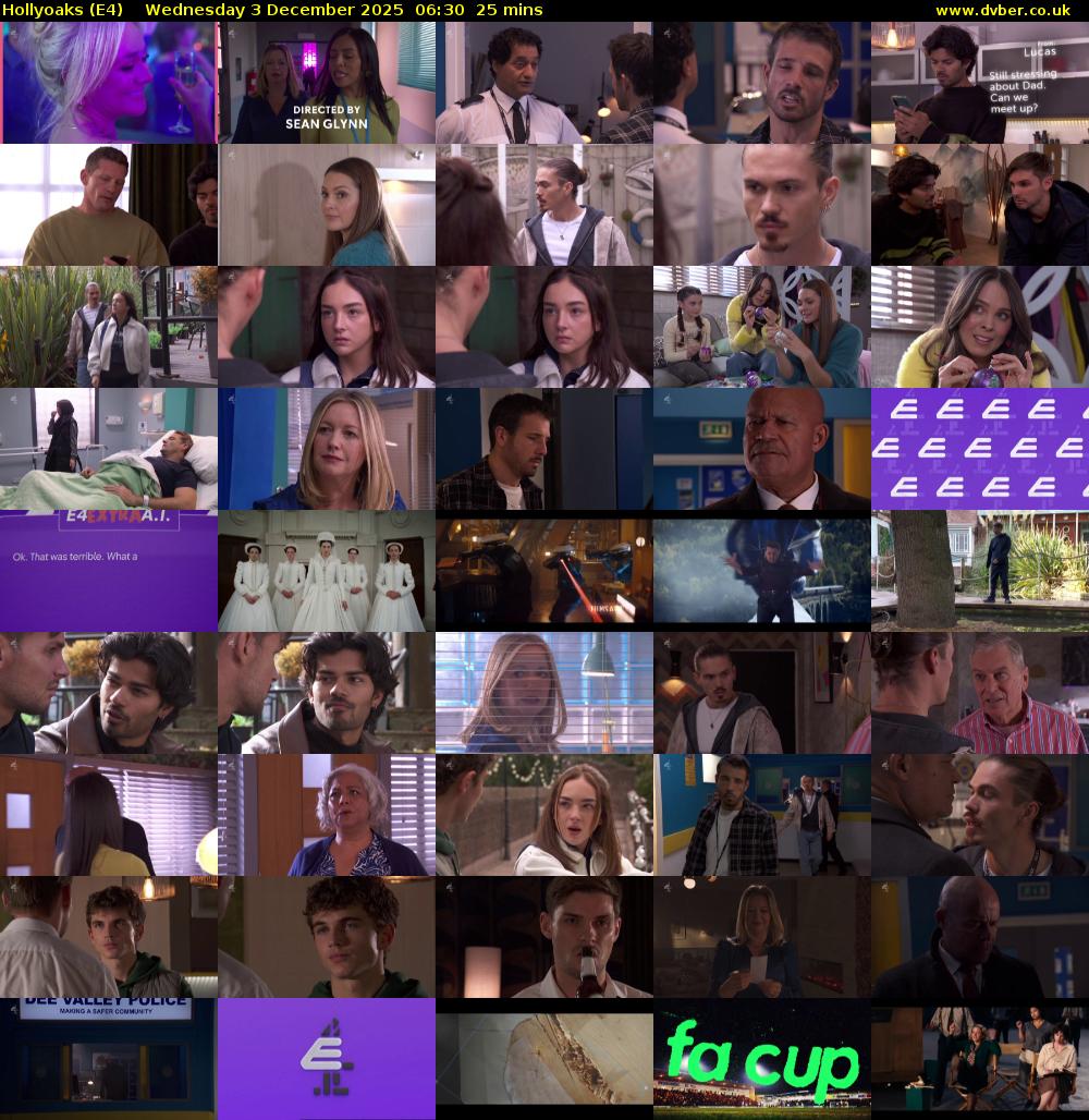 Hollyoaks (E4) Wednesday 3 December 2025 06:30 - 06:55