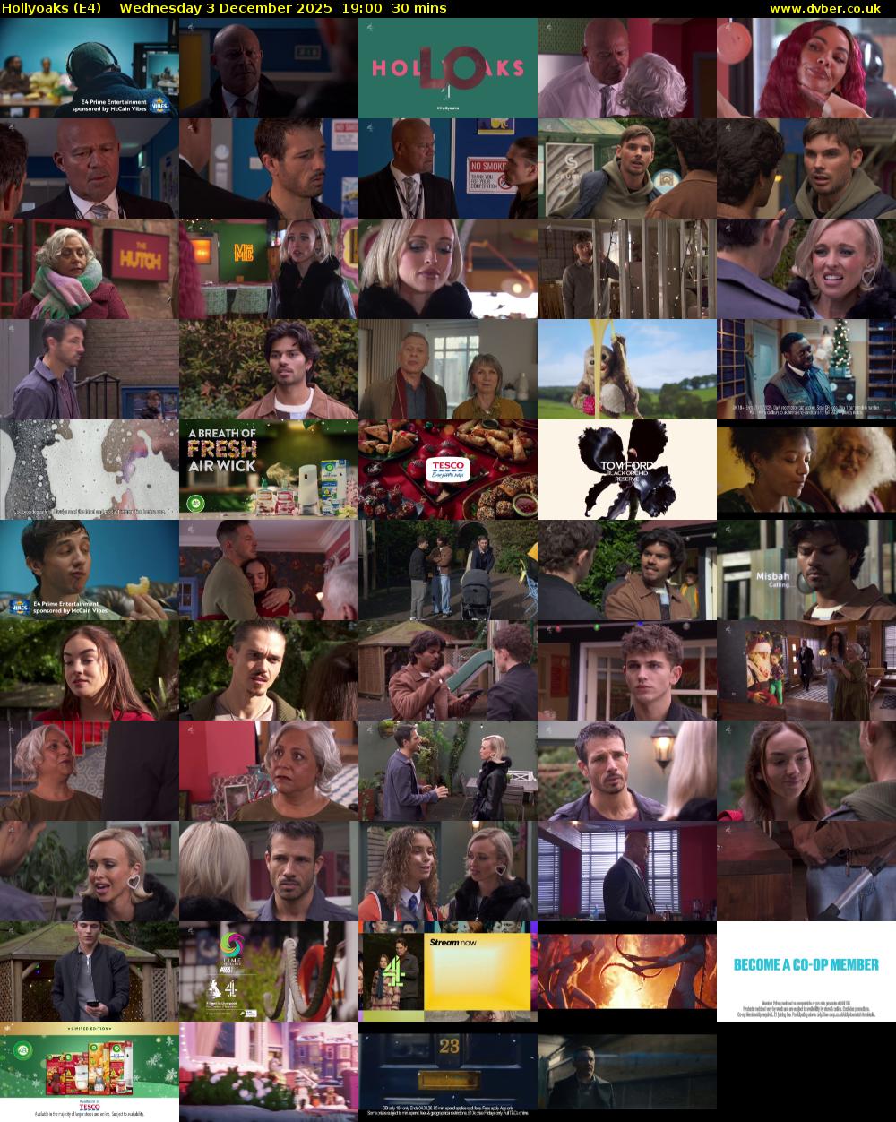 Hollyoaks (E4) Wednesday 3 December 2025 19:00 - 19:30