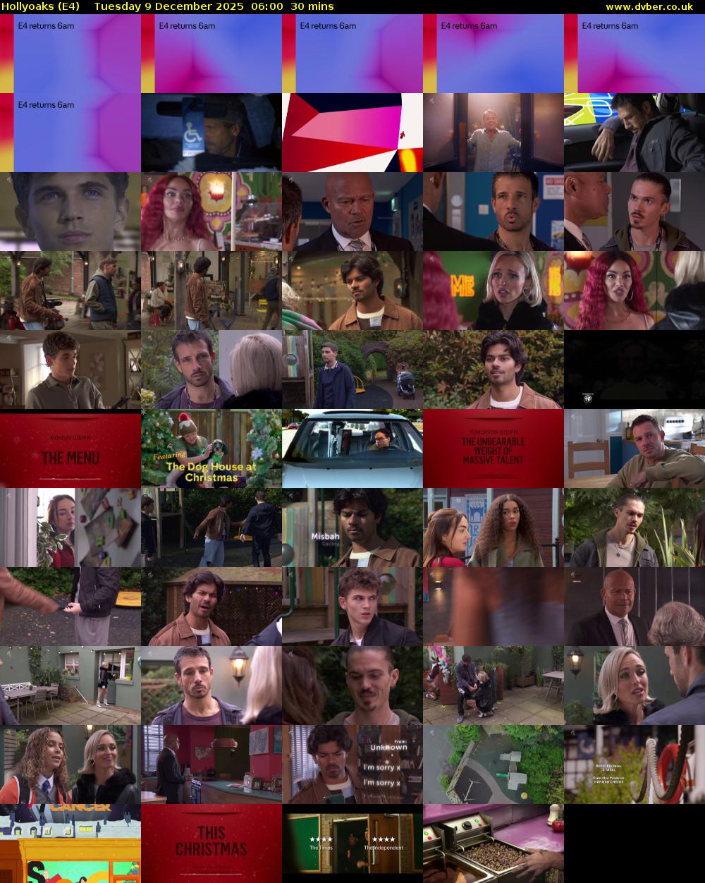 Hollyoaks (E4) Tuesday 9 December 2025 06:00 - 06:30