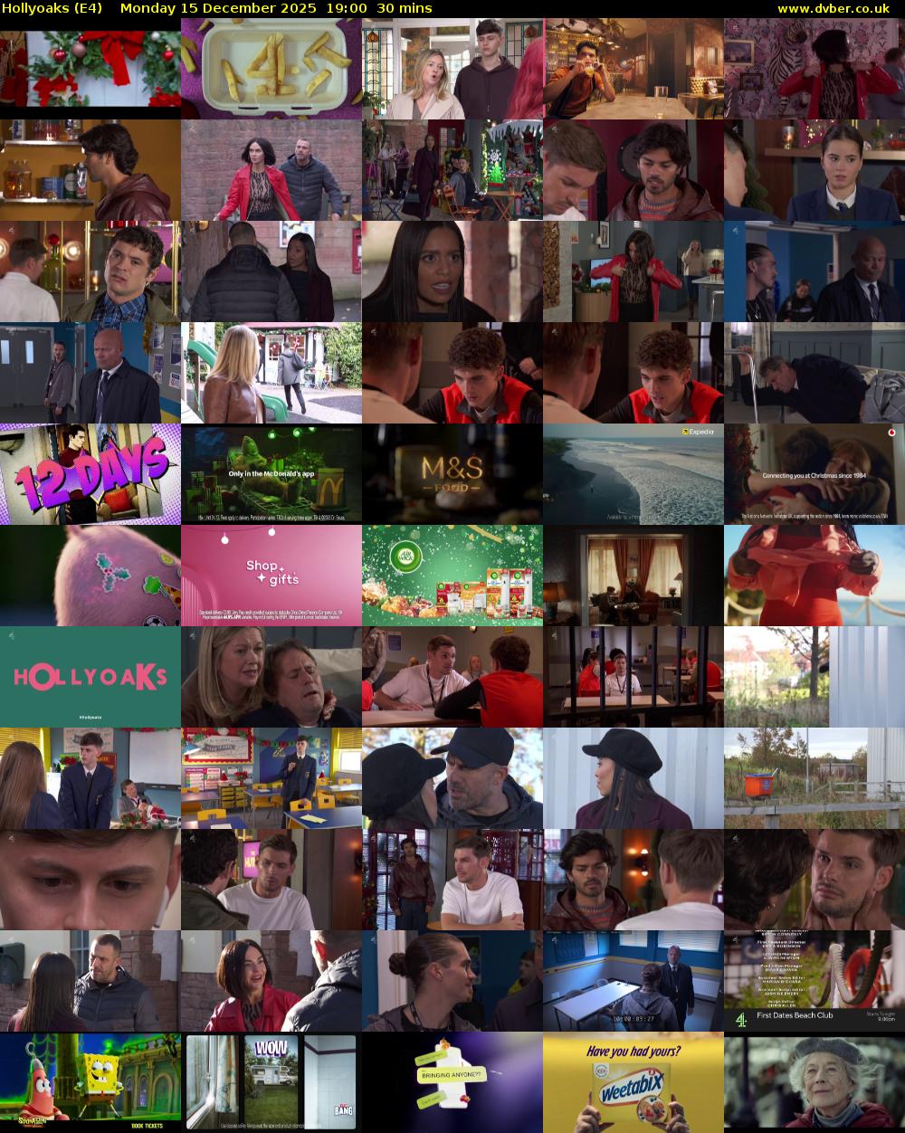 Hollyoaks (E4) Monday 15 December 2025 19:00 - 19:30