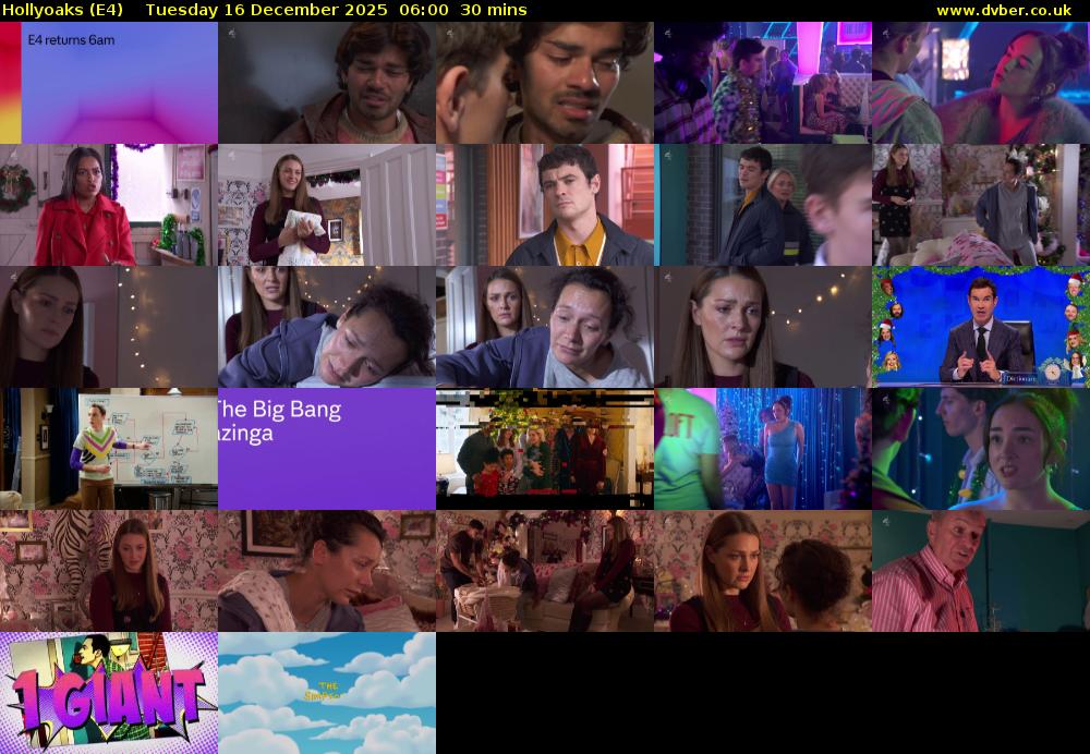 Hollyoaks (E4) Tuesday 16 December 2025 06:00 - 06:30