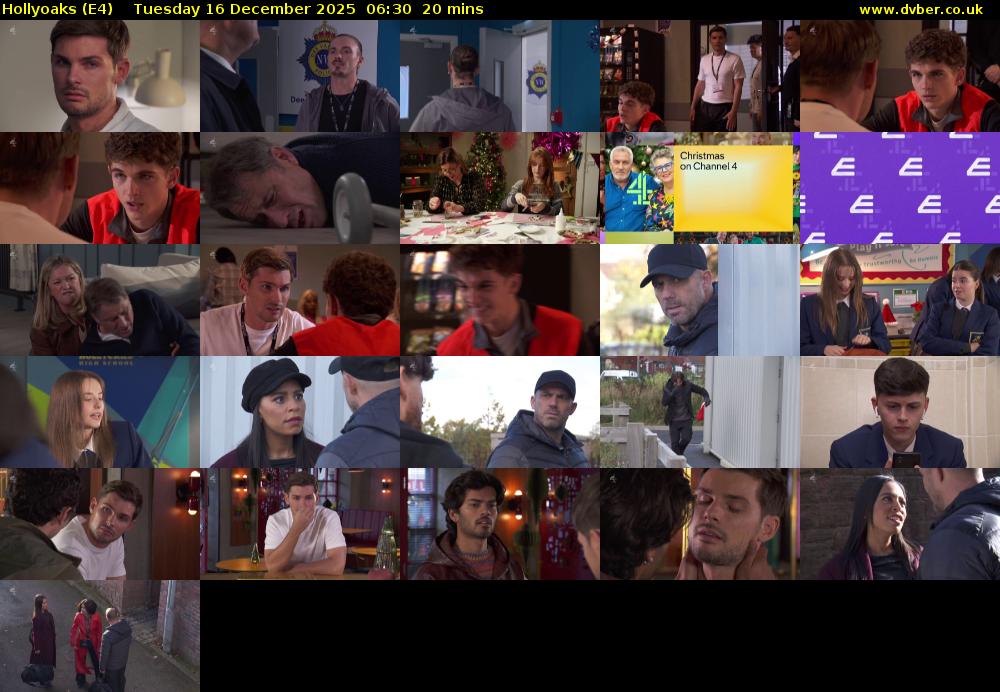 Hollyoaks (E4) Tuesday 16 December 2025 06:30 - 06:50