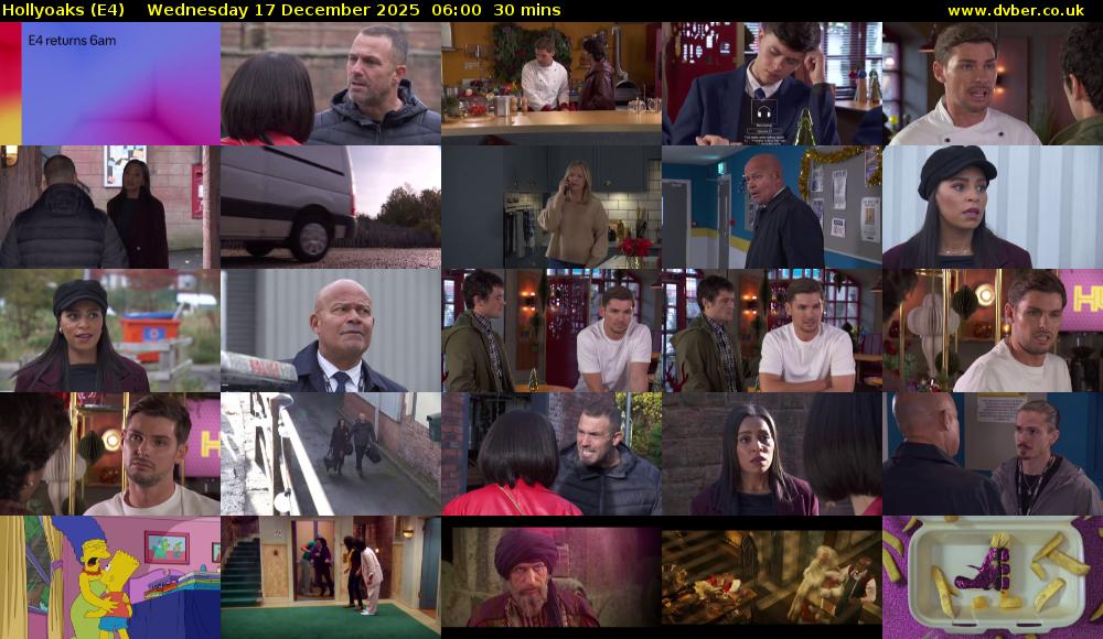 Hollyoaks (E4) Wednesday 17 December 2025 06:00 - 06:30