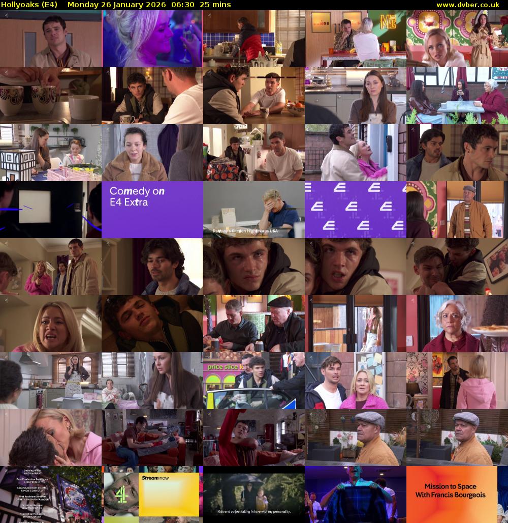 Hollyoaks (E4) Monday 26 January 2026 06:30 - 06:55