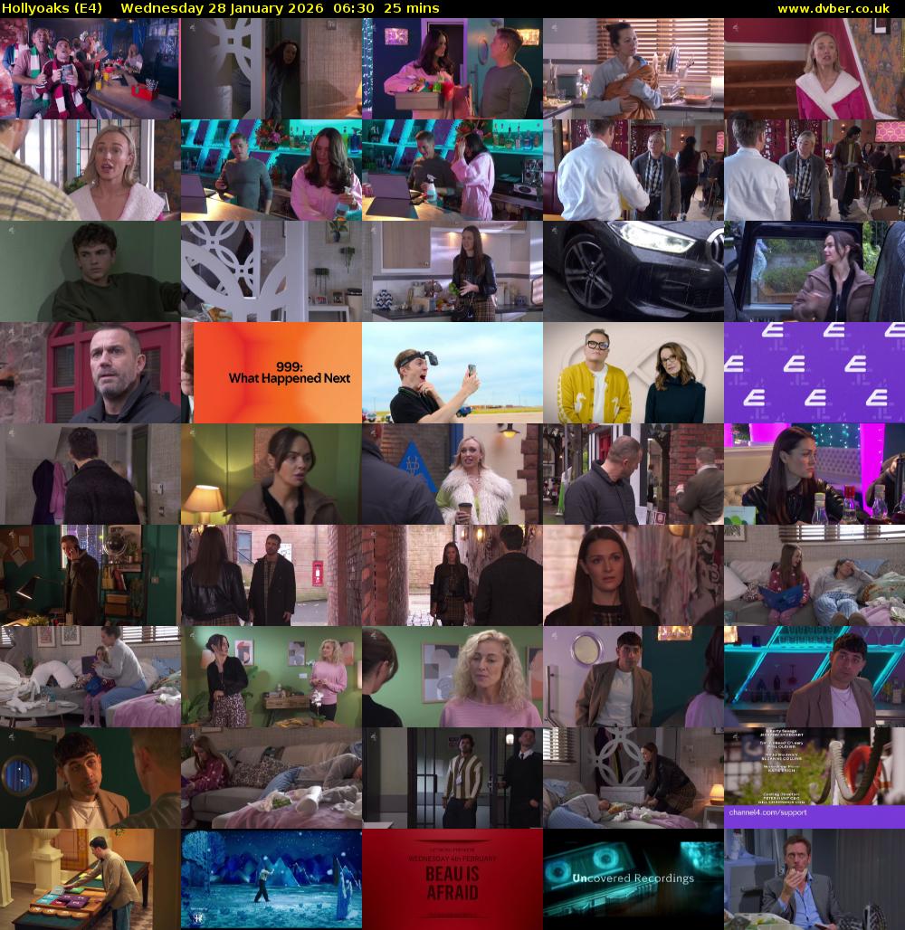 Hollyoaks (E4) Wednesday 28 January 2026 06:30 - 06:55
