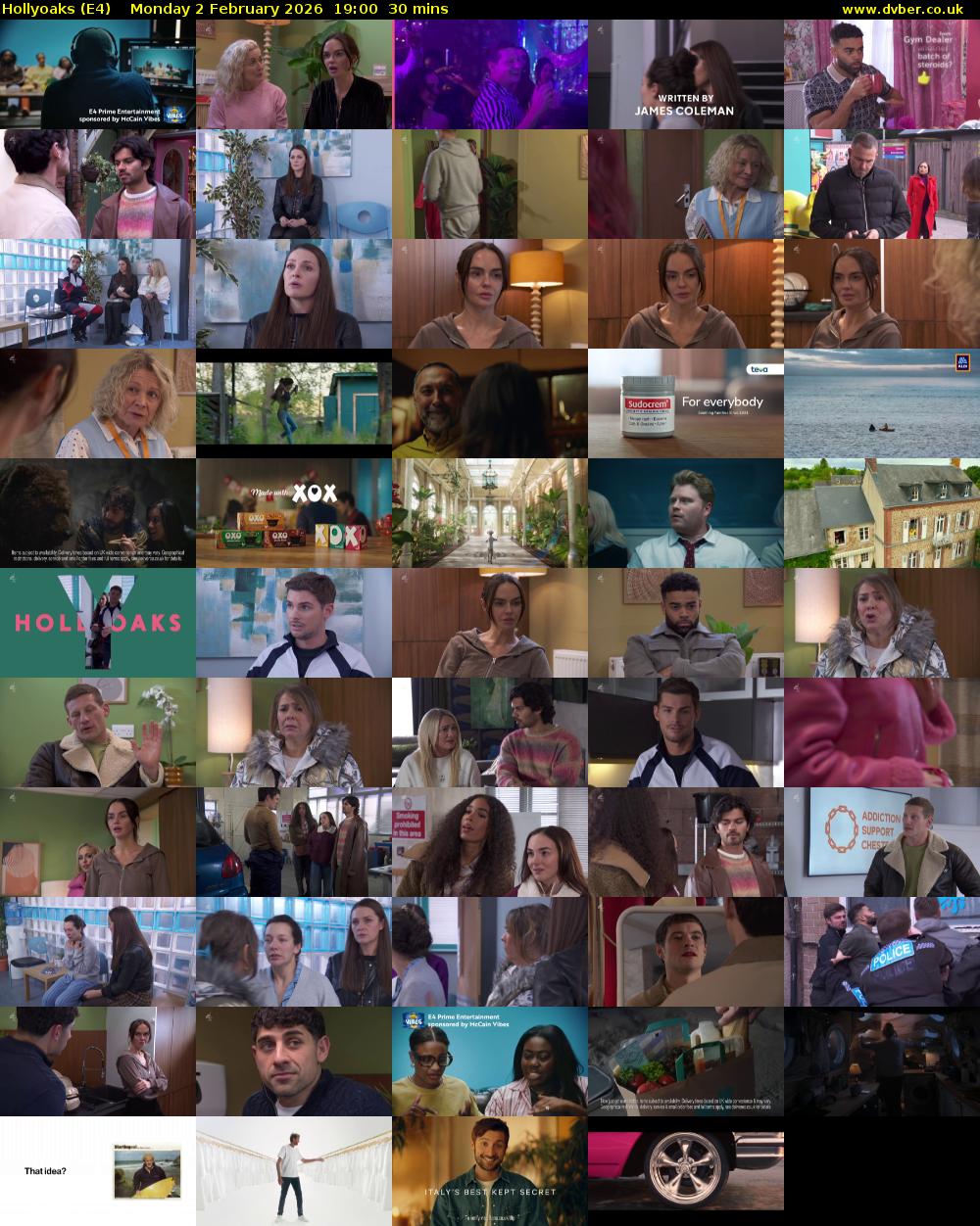 Hollyoaks (E4) Monday 2 February 2026 19:00 - 19:30