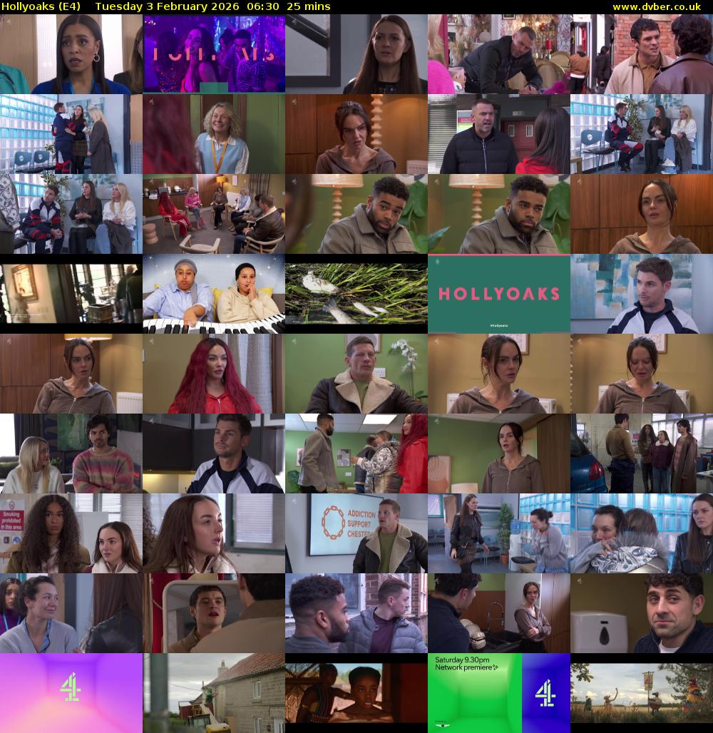 Hollyoaks (E4) Tuesday 3 February 2026 06:30 - 06:55