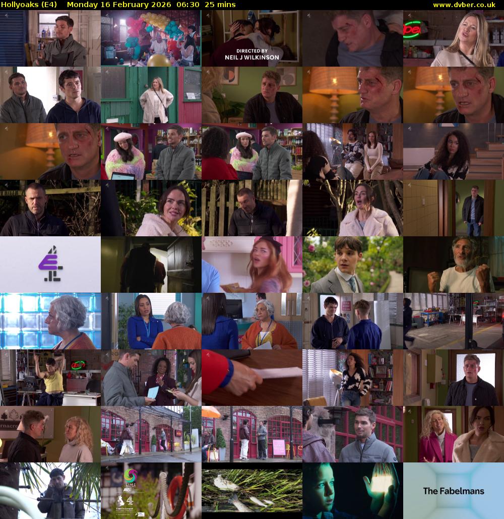 Hollyoaks (E4) Monday 16 February 2026 06:30 - 06:55