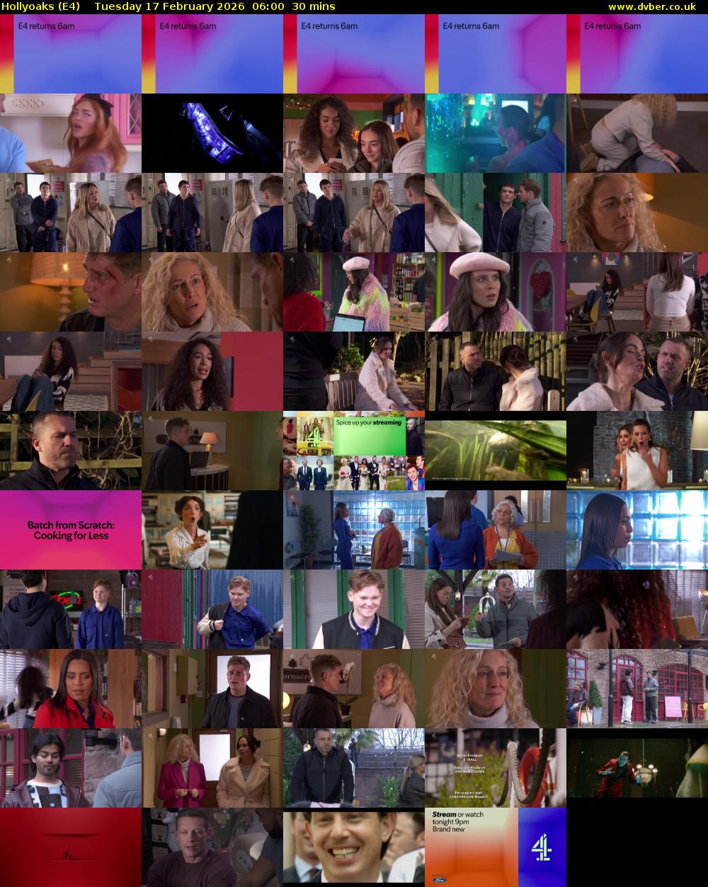 Hollyoaks (E4) Tuesday 17 February 2026 06:00 - 06:30