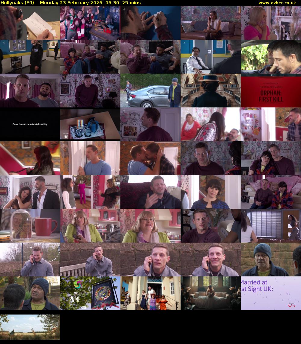Hollyoaks (E4) Monday 23 February 2026 06:30 - 06:55