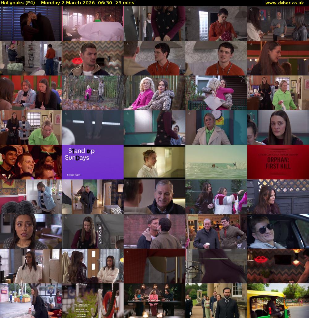 Hollyoaks (E4) Monday 2 March 2026 06:30 - 06:55
