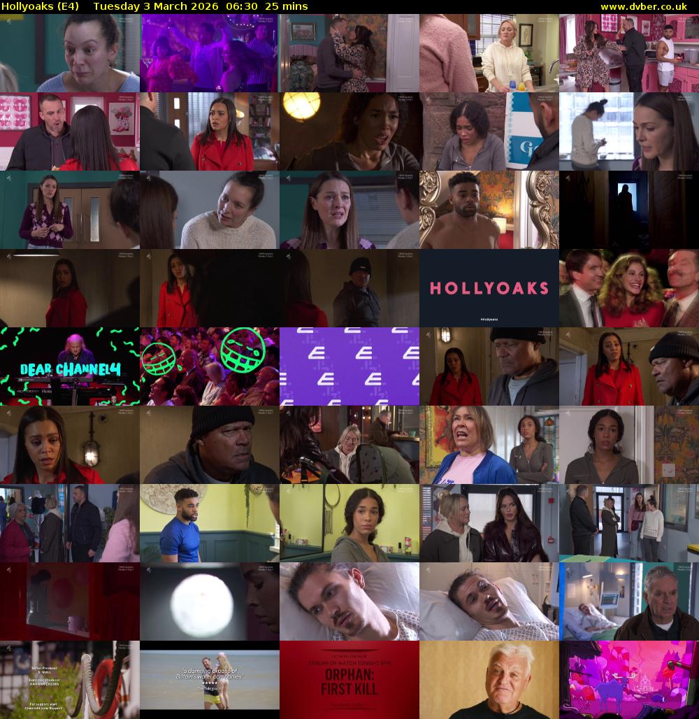 Hollyoaks (E4) Tuesday 3 March 2026 06:30 - 06:55