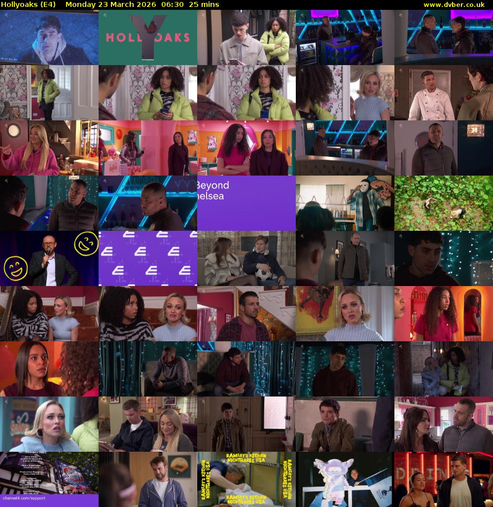 Hollyoaks (E4) Monday 23 March 2026 06:30 - 06:55