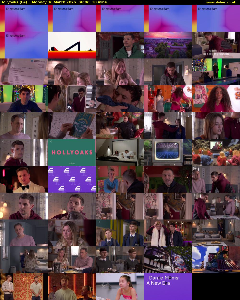 Hollyoaks (E4) Monday 30 March 2026 06:00 - 06:30