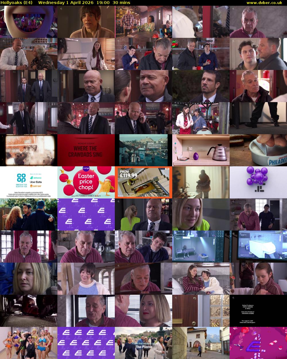 Hollyoaks (E4) Wednesday 1 April 2026 19:00 - 19:30