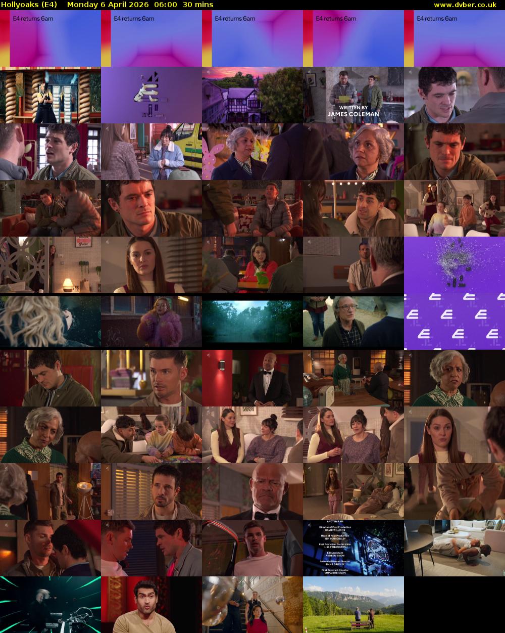 Hollyoaks (E4) Monday 6 April 2026 06:00 - 06:30