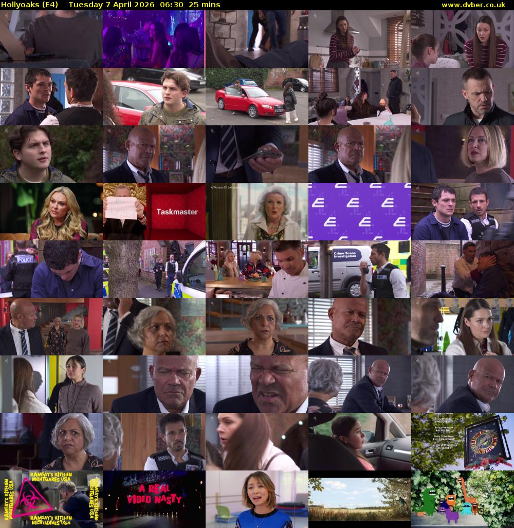 Hollyoaks (E4) Tuesday 7 April 2026 06:30 - 06:55