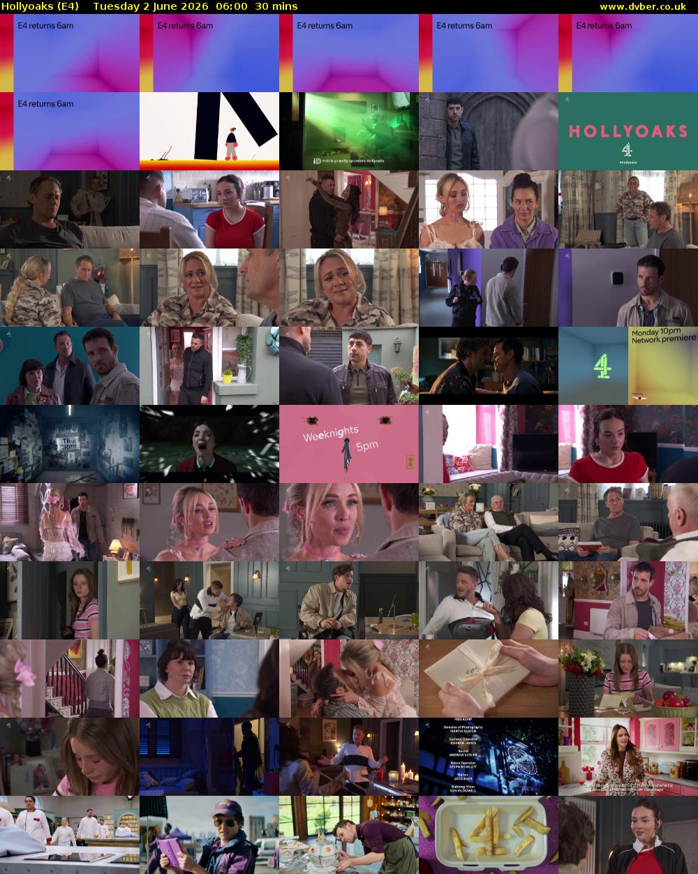 Hollyoaks (E4) Tuesday 2 June 2026 06:00 - 06:30