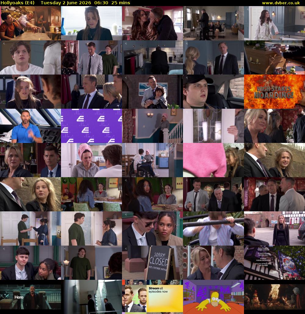 Hollyoaks (E4) Tuesday 2 June 2026 06:30 - 06:55