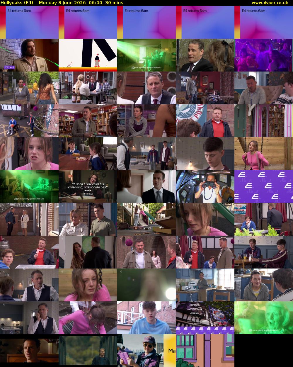 Hollyoaks (E4) Monday 8 June 2026 06:00 - 06:30