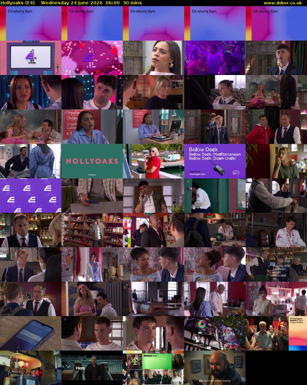 Hollyoaks (E4) Wednesday 24 June 2026 06:00 - 06:30