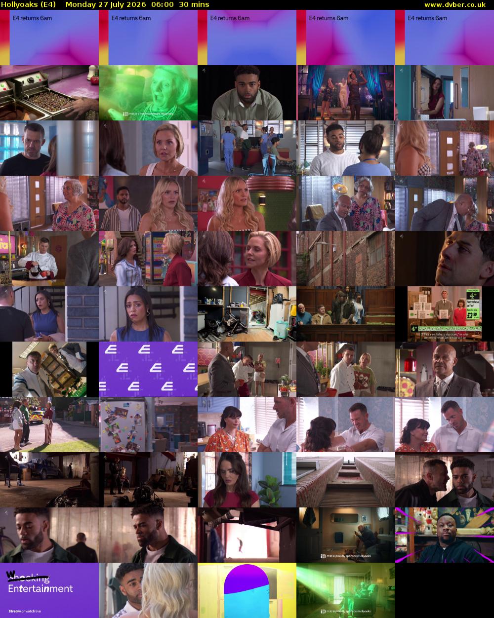 Hollyoaks (E4) Monday 27 July 2026 06:00 - 06:30