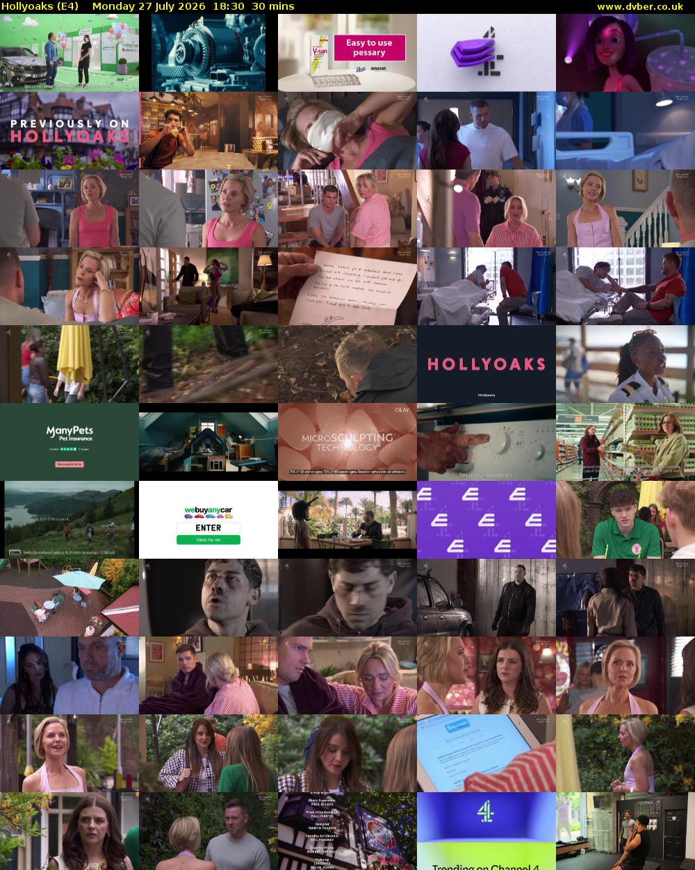 Hollyoaks (E4) Monday 27 July 2026 18:30 - 19:00