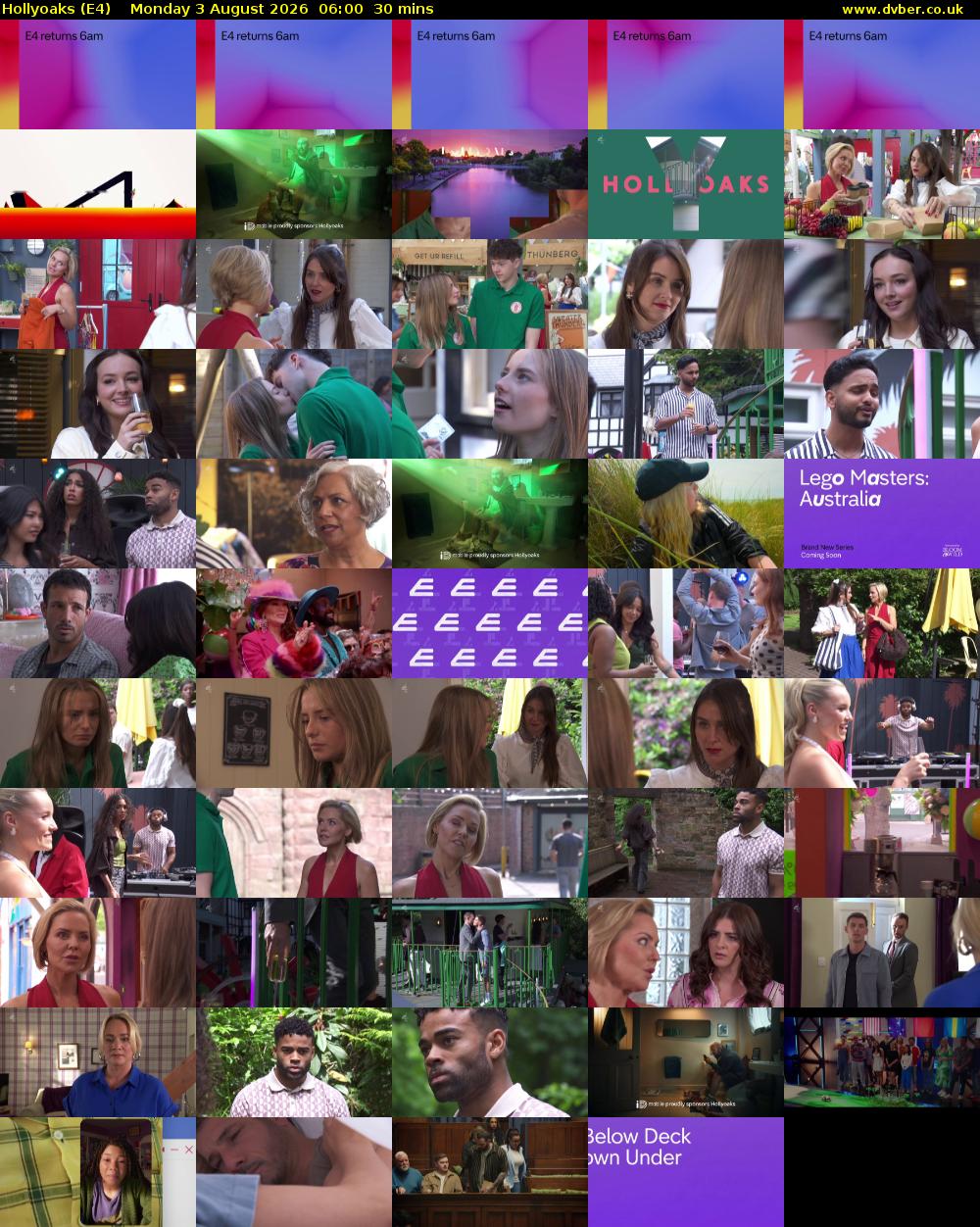 Hollyoaks (E4) Monday 3 August 2026 06:00 - 06:30