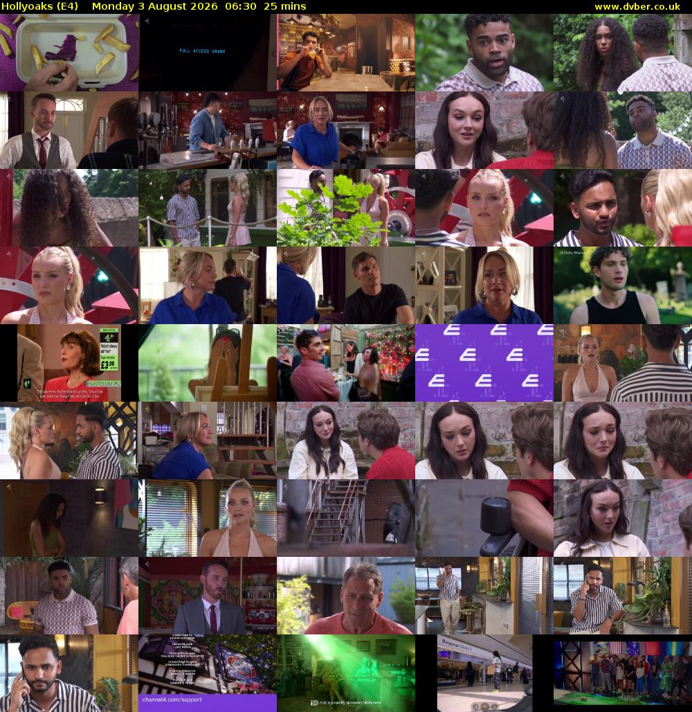 Hollyoaks (E4) Monday 3 August 2026 06:30 - 06:55