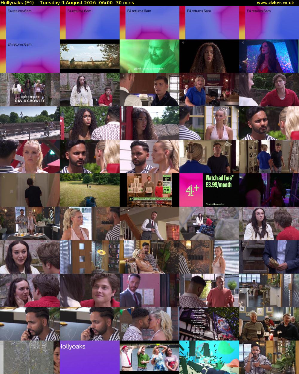 Hollyoaks (E4) Tuesday 4 August 2026 06:00 - 06:30