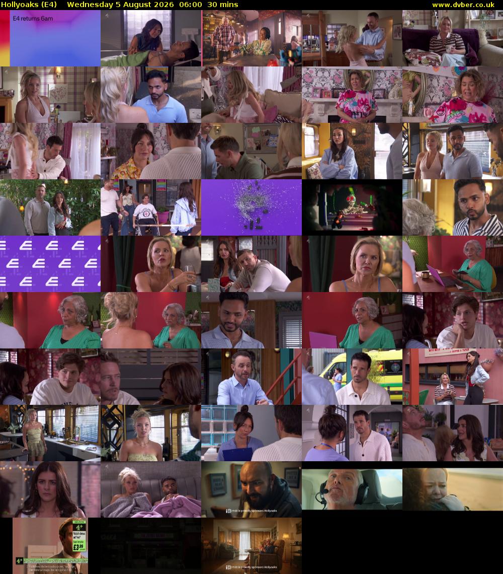 Hollyoaks (E4) Wednesday 5 August 2026 06:00 - 06:30