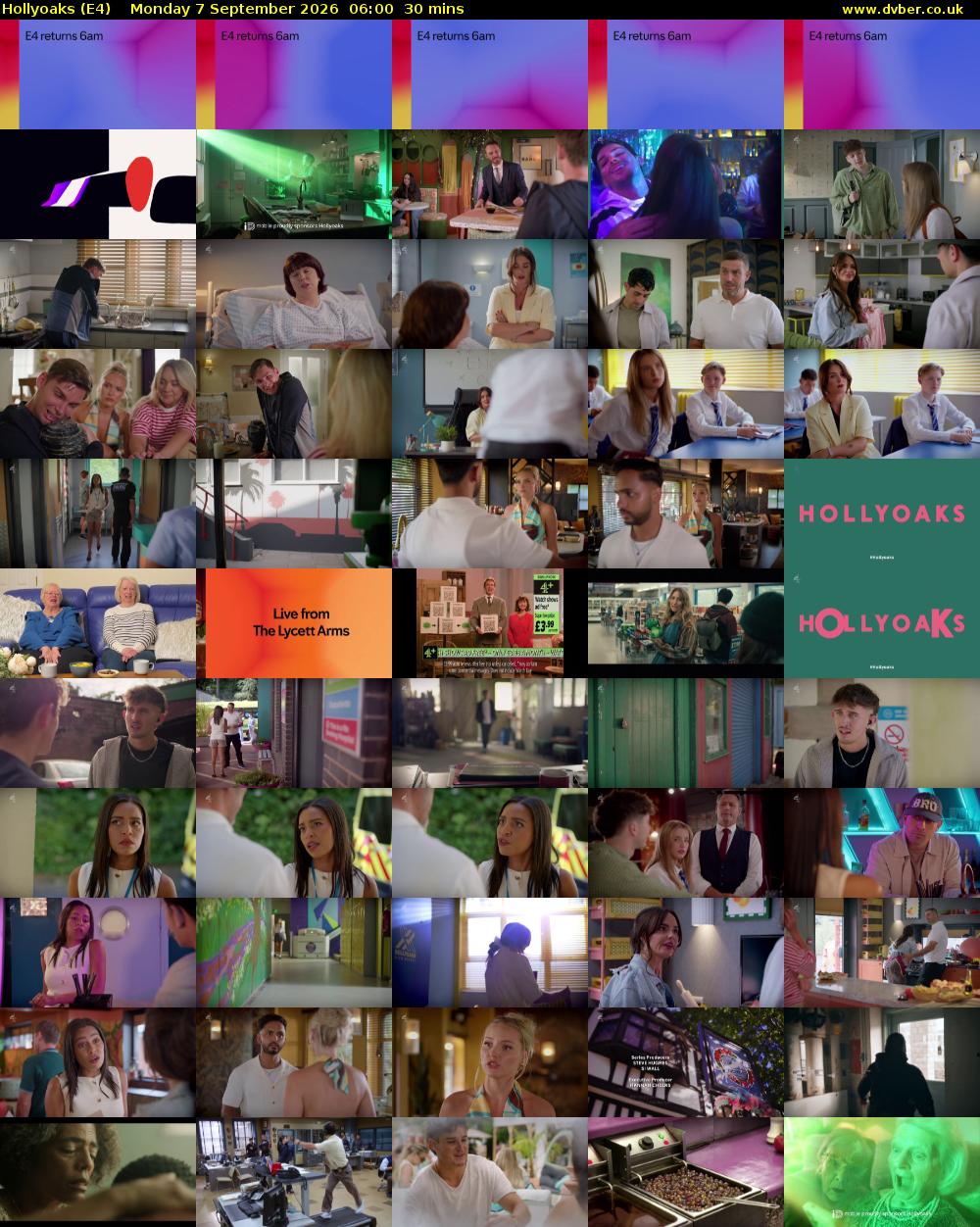 Hollyoaks (E4) Monday 7 September 2026 06:00 - 06:30