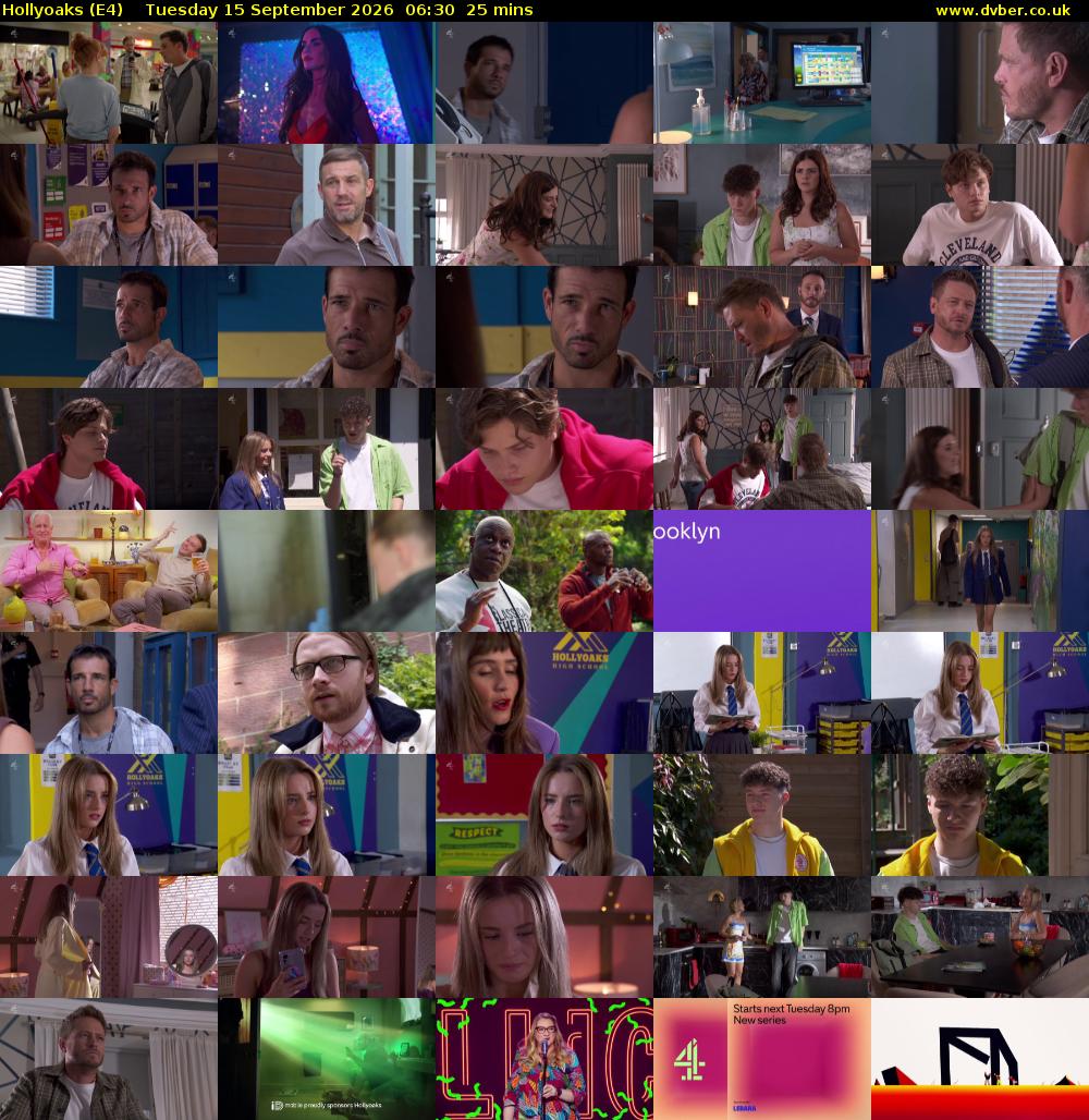 Hollyoaks (E4) Tuesday 15 September 2026 06:30 - 06:55