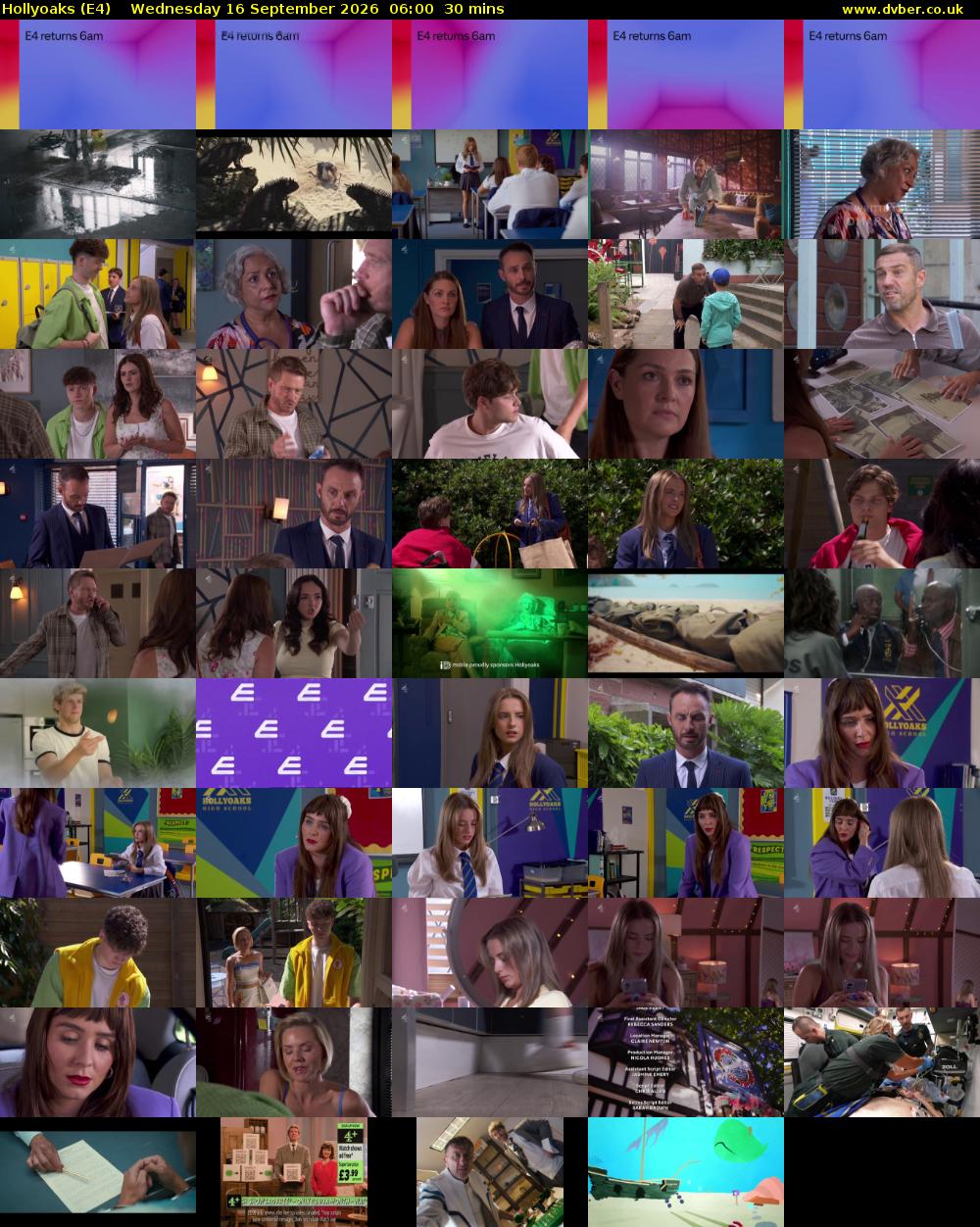 Hollyoaks (E4) Wednesday 16 September 2026 06:00 - 06:30