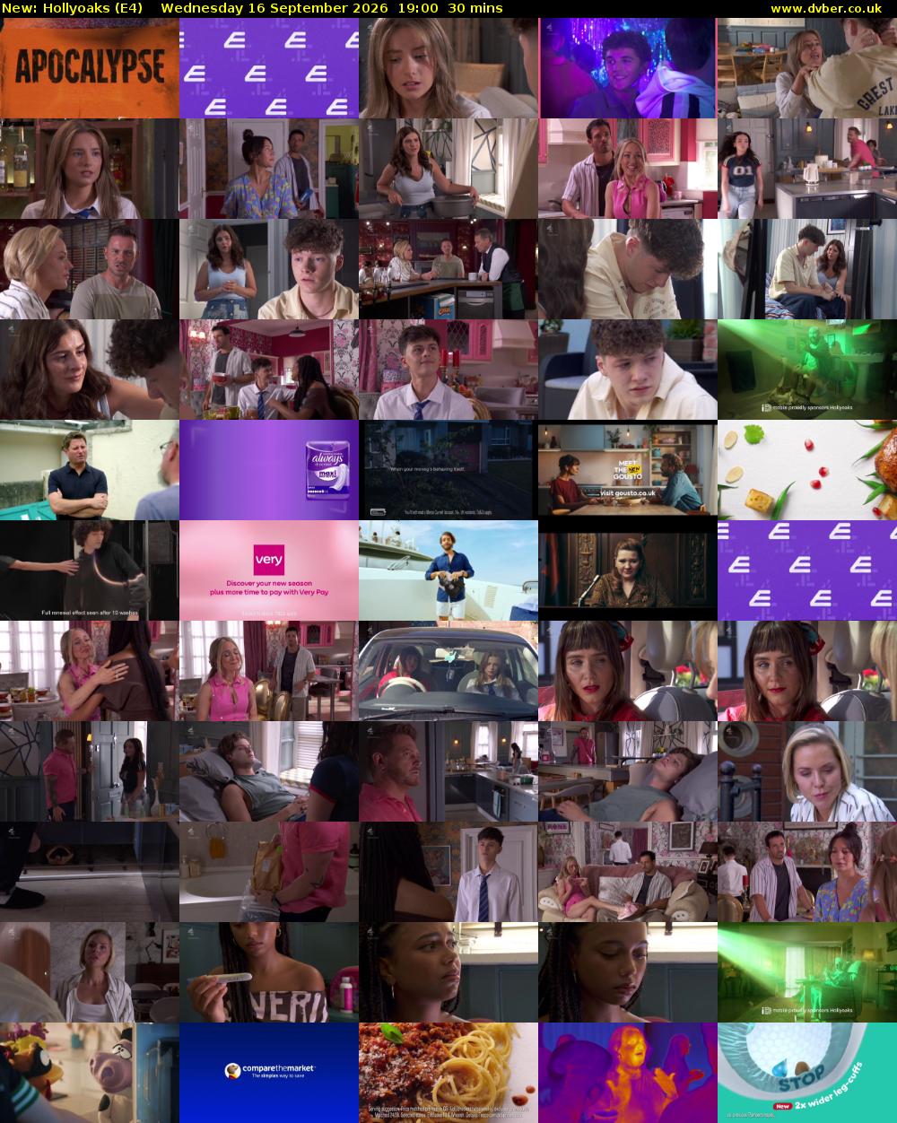 Hollyoaks (E4) Wednesday 16 September 2026 19:00 - 19:30