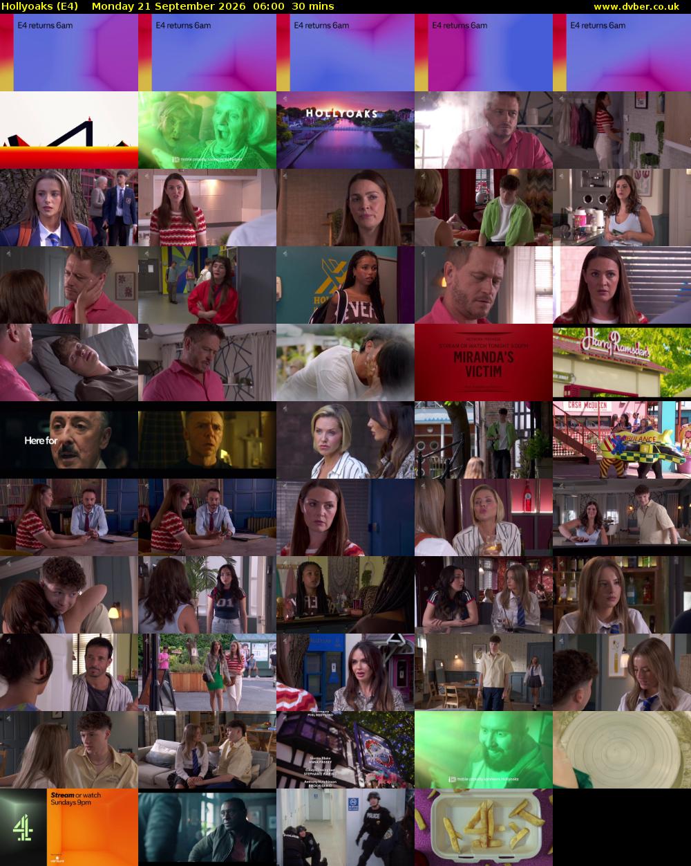 Hollyoaks (E4) Monday 21 September 2026 06:00 - 06:30