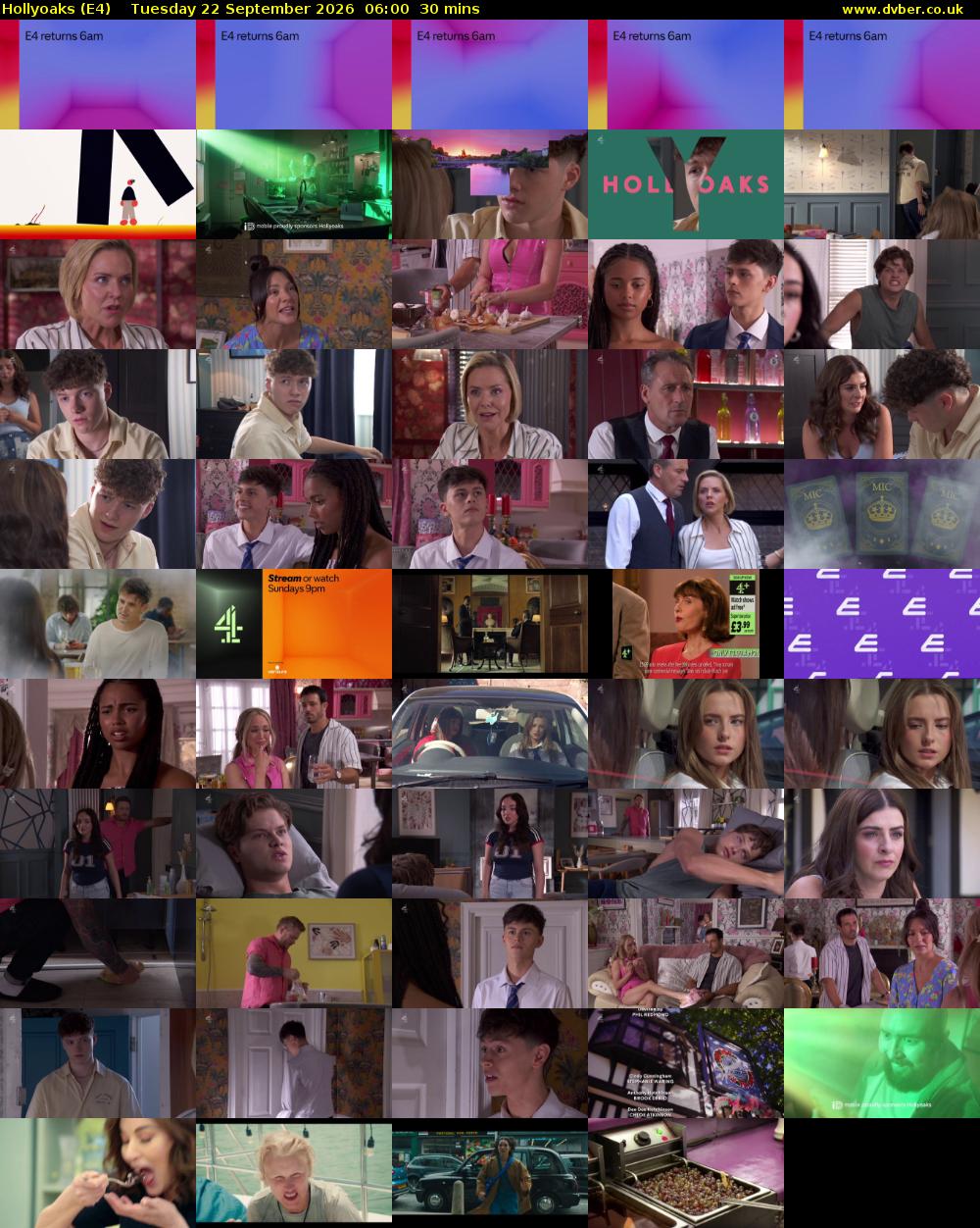 Hollyoaks (E4) Tuesday 22 September 2026 06:00 - 06:30