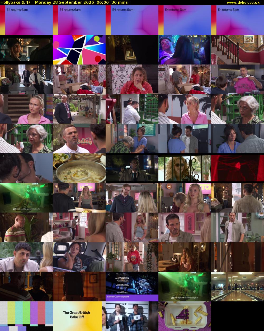Hollyoaks (E4) Monday 28 September 2026 06:00 - 06:30