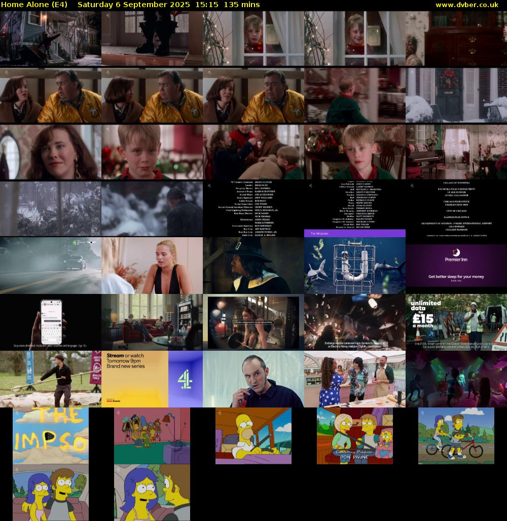 Home Alone (E4) Saturday 6 September 2025 15:15 - 17:30
