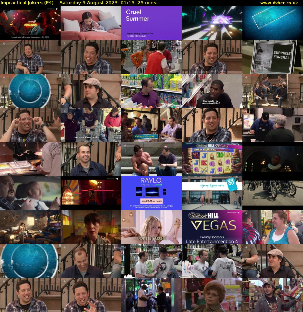 Impractical Jokers (E4) Saturday 5 August 2023 01:15 - 01:40