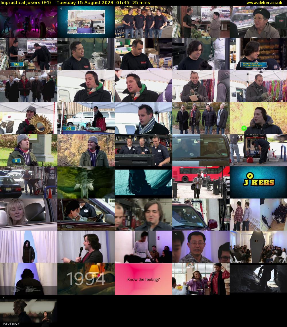 Impractical Jokers (E4) Tuesday 15 August 2023 01:45 - 02:10