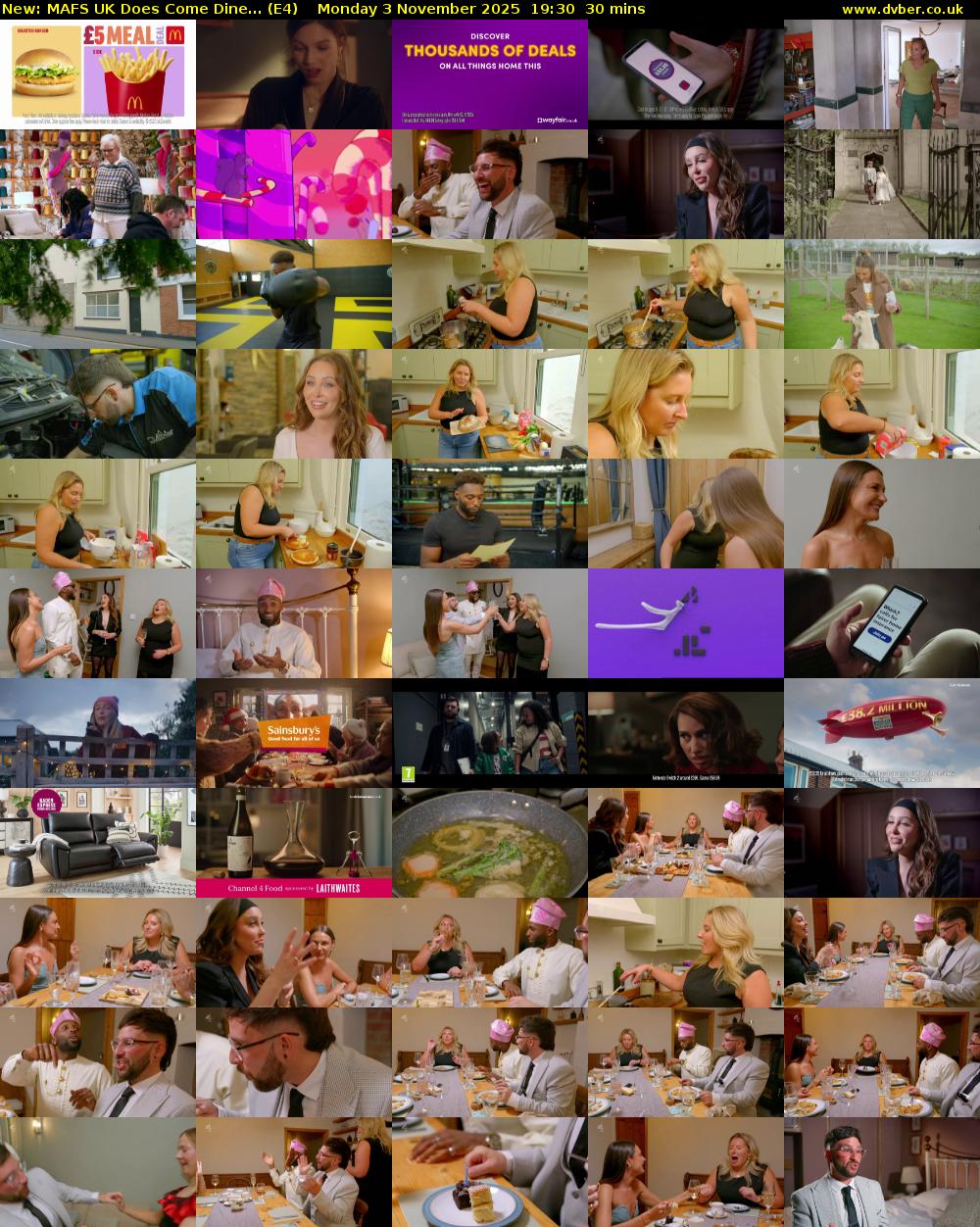 MAFS UK Does Come Dine... (E4) Monday 3 November 2025 19:30 - 20:00